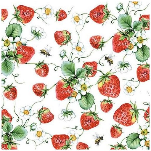 Strawberries All Over white papírszalvéta 33x33cm, 20db-os