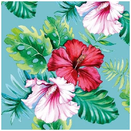 Hibiscus Floral Petrol papírszalvéta 33x33cm, 20db-os