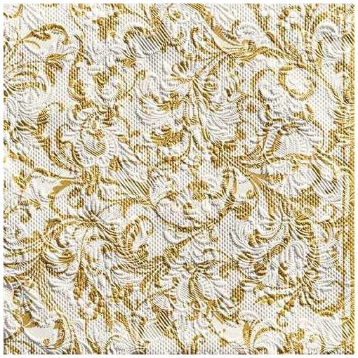 Elegance Damask White-Gold dombornyomott papírszalvéta 33x33cm, 15db-os