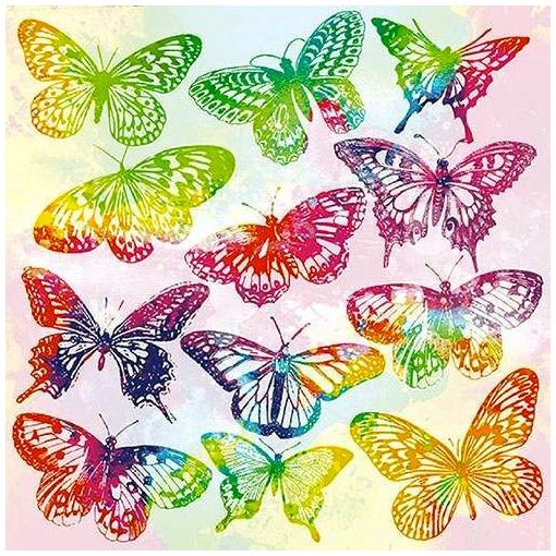 Aquarell Butterflies Mix papírszalvéta 33x33cm, 20db-os