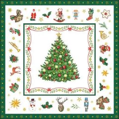 Christmas Evergreen white papírszalvéta 33x33cm, 20db-os