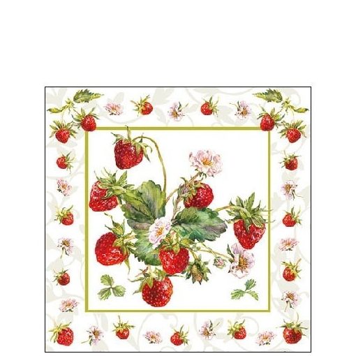 Ambiente Fresh Strawberries papírszalvéta 25x25cm, 20db-os