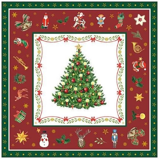 Christmas Evergreen red papírszalvéta 33x33cm, 20db-os