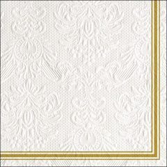   Elegance Lea White-Gold dombornyomott papírszalvéta 33x33cm, 15db-os