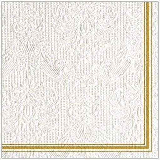 Elegance Lea White-Gold dombornyomott papírszalvéta 33x33cm, 15db-os