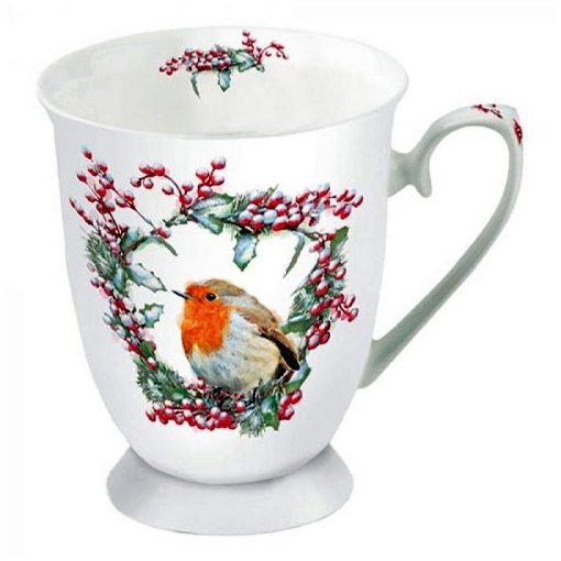 Robin in Wreath porcelánbögre 0,25L