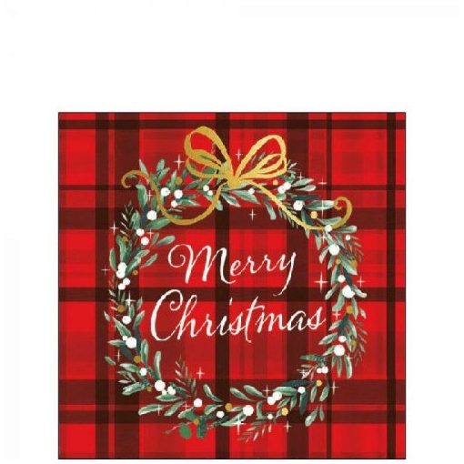 Christmas Plaid Red papírszalvéta 25x25cm, 20db-os