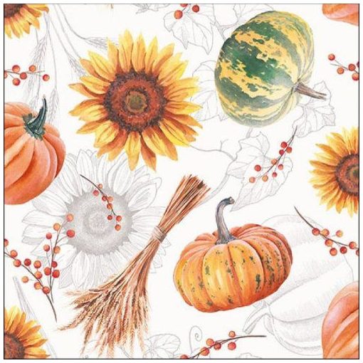 Pumpkins & Sunflowers papírszalvéta 33x33cm, 20db-os