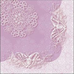 Butterfly Lace Lilac papírszalvéta 33x33cm, 20db-os