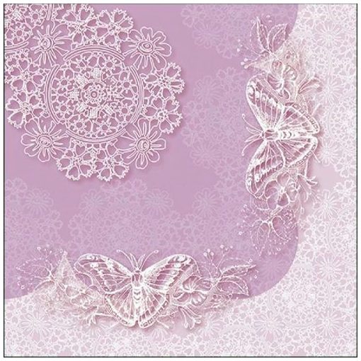 Butterfly Lace Lilac papírszalvéta 33x33cm, 20db-os