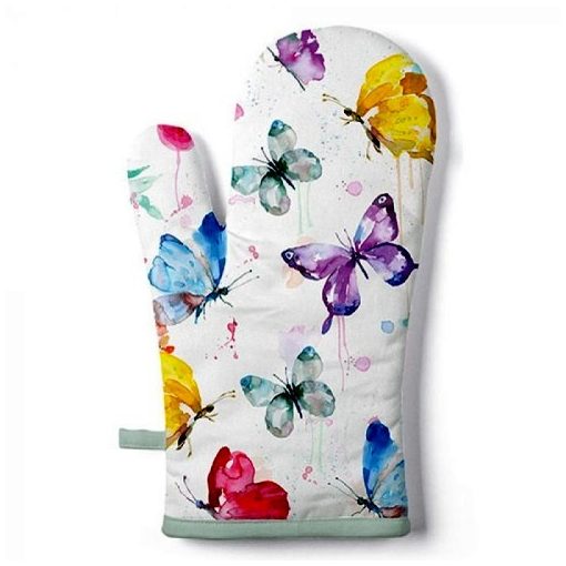 Butterfly Collection white edényfogó kesztyű 18x30cm, 100% pamut