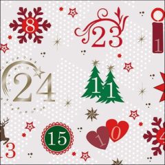 Advent Calendar papírszalvéta 33x33cm, 20db-os