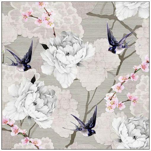 Oriental Flowers Grey papírszalvéta 33x33cm, 20db-os