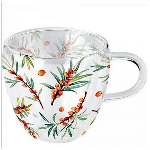 Sea Buckthorn duplafalú borosilicate üvegcsésze 0,25L