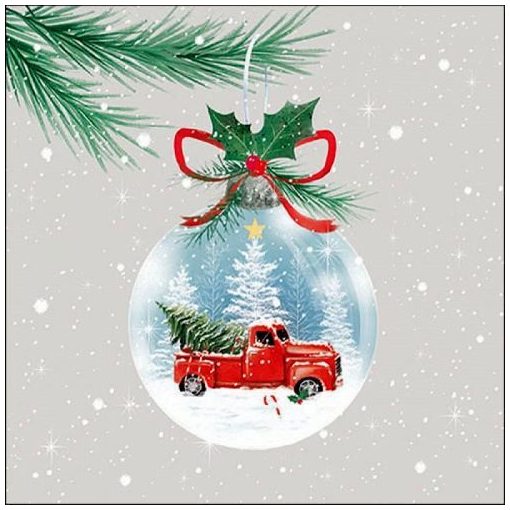 Truck in bauble papírszalvéta 33x33cm, 20db-os