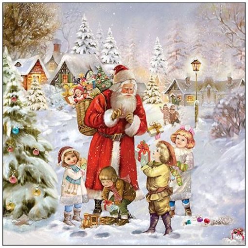 Santa bringing presents papírszalvéta 33x33cm 20db-os