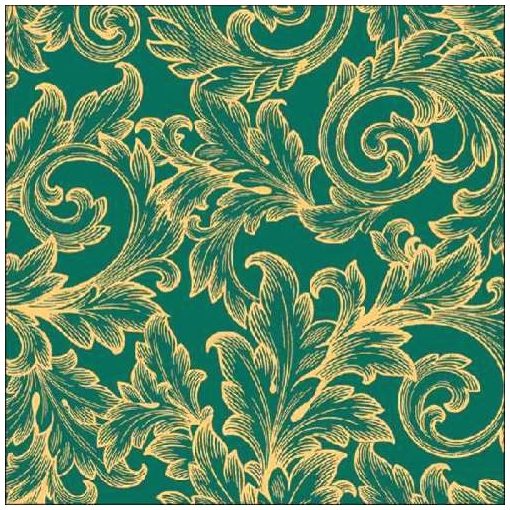 Baroque Gold/Green papírszalvéta 33x33cm, 20db-os