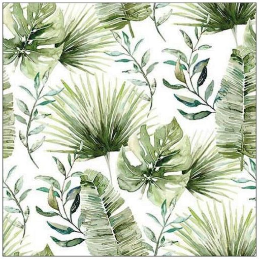 Ambiente Jungle leaves white papírszalvéta 33x33cm, 20db-os