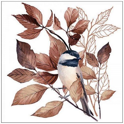 Lovely chickadee white papírszalvéta 33x33cm, 20db-os