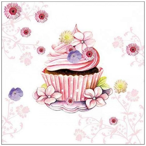 Ambiente Decorated Cupcake papírszalvéta 33x33cm, 20db-os