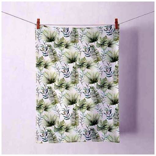 Ambiente Jungle leaves white konyharuha 50x70cm, 100% pamut