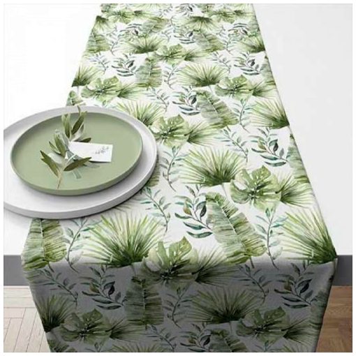 Ambiente Jungle leaves white asztali futó 40x150cm, 100% pamut