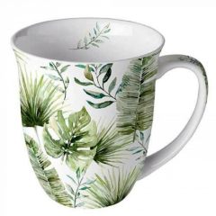 Ambiente Jungle leaves white porcelánbögre 0,4l