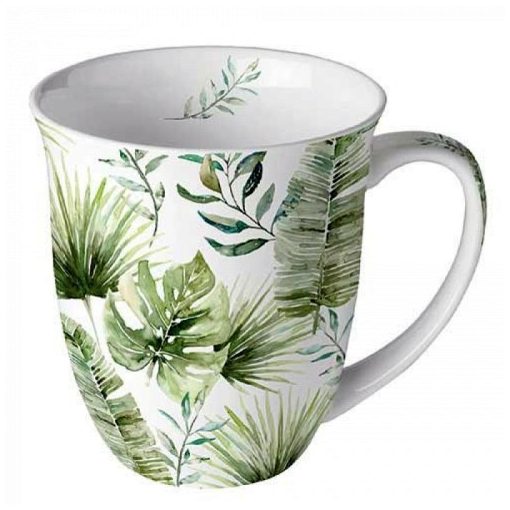 Ambiente Jungle leaves white porcelánbögre 0,4l