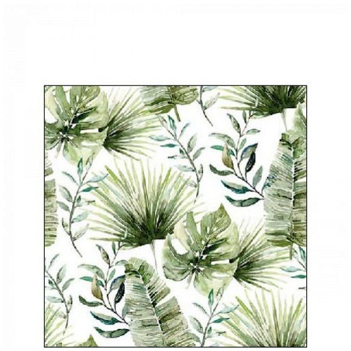 Ambiente Jungle leaves white papírszalvéta 25x25cm, 20db-os