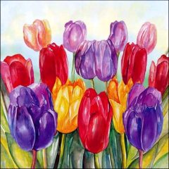 Ambiente Colourful tulips papírszalvéta 33x33cm, 20db-os