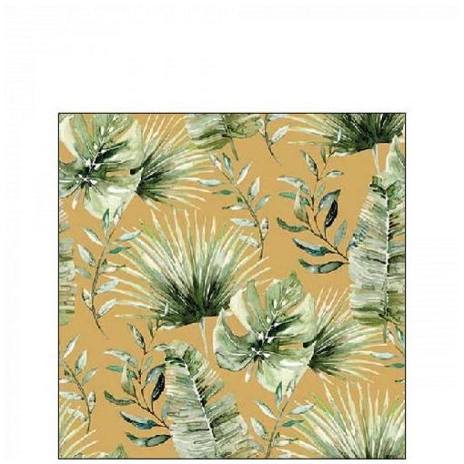 Ambiente Jungle leaves gold papírszalvéta 25x25cm, 20db-os