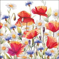   Ambiente Poppies and cornflowers papírszalvéta 33x33cm, 20db-os