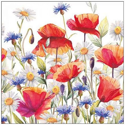 Ambiente Poppies and cornflowers papírszalvéta 33x33cm, 20db-os