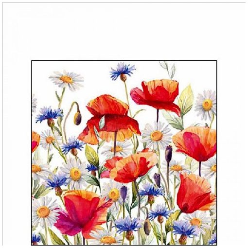 Ambiente Poppies and cornflower papírszalvéta 25x25cm, 20db-os