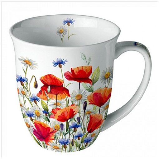 Ambiente Poppies and Cornflowers porcelánbögre 0,4l