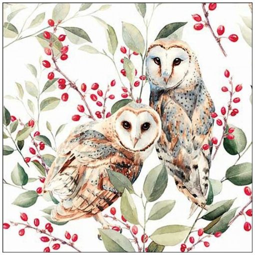 Ambiente Barn owl couple papírszalvéta 33x33cm, 20db-os