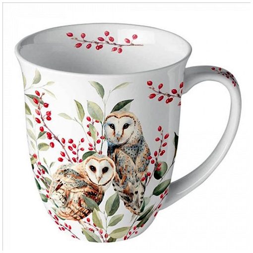 Ambiente Barn owl couple white porcelánbögre 0,4l