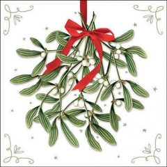   Ambiente Mistletoe with bow white papírszalvéta 33x33cm, 20db-os