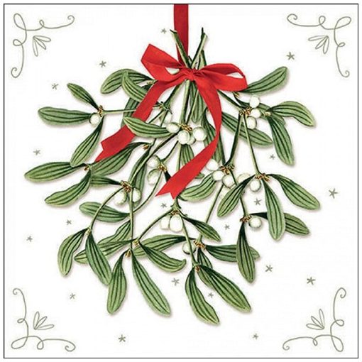 Ambiente Mistletoe with bow white papírszalvéta 33x33cm, 20db-os