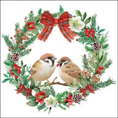 Ambiente Sparrows in wreath papírszalvéta 33x33cm, 20db-os