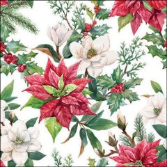 Ambiente Christmas florals papírszalvéta 33x33cm, 20db-os