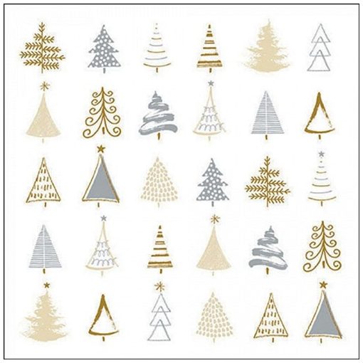 Ambiente Christmas tree doodles silver papírszalvéta 33x33cm, 20db-os