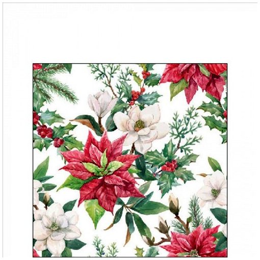 Ambiente Christmas florals papírszalvéta 25x25cm, 20db-os