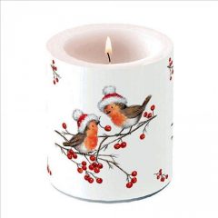   Ambiente Christmas robins white átvilágítós gyertya 10x10xcm