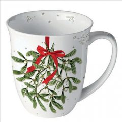 Ambiente Mistletoe with bow white porcelánbögre 0,4l