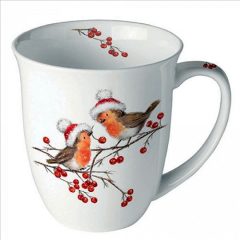 Ambiente Christmas robins white porcelánbögre 0,4l