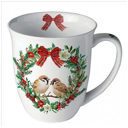 Ambiente Sparrows in wreath porcelánbögre 0,4l