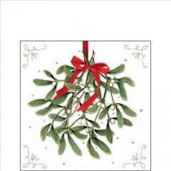   Ambiente Mistletoe with bow white papírszalvéta 25x25cm, 20db-os