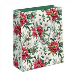 Ambiente Christmas florals papír ajándéktáska 22x13x25cm