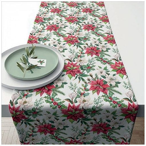 Ambiente Christmas florals asztali futó 40x150cm, 100% pamut